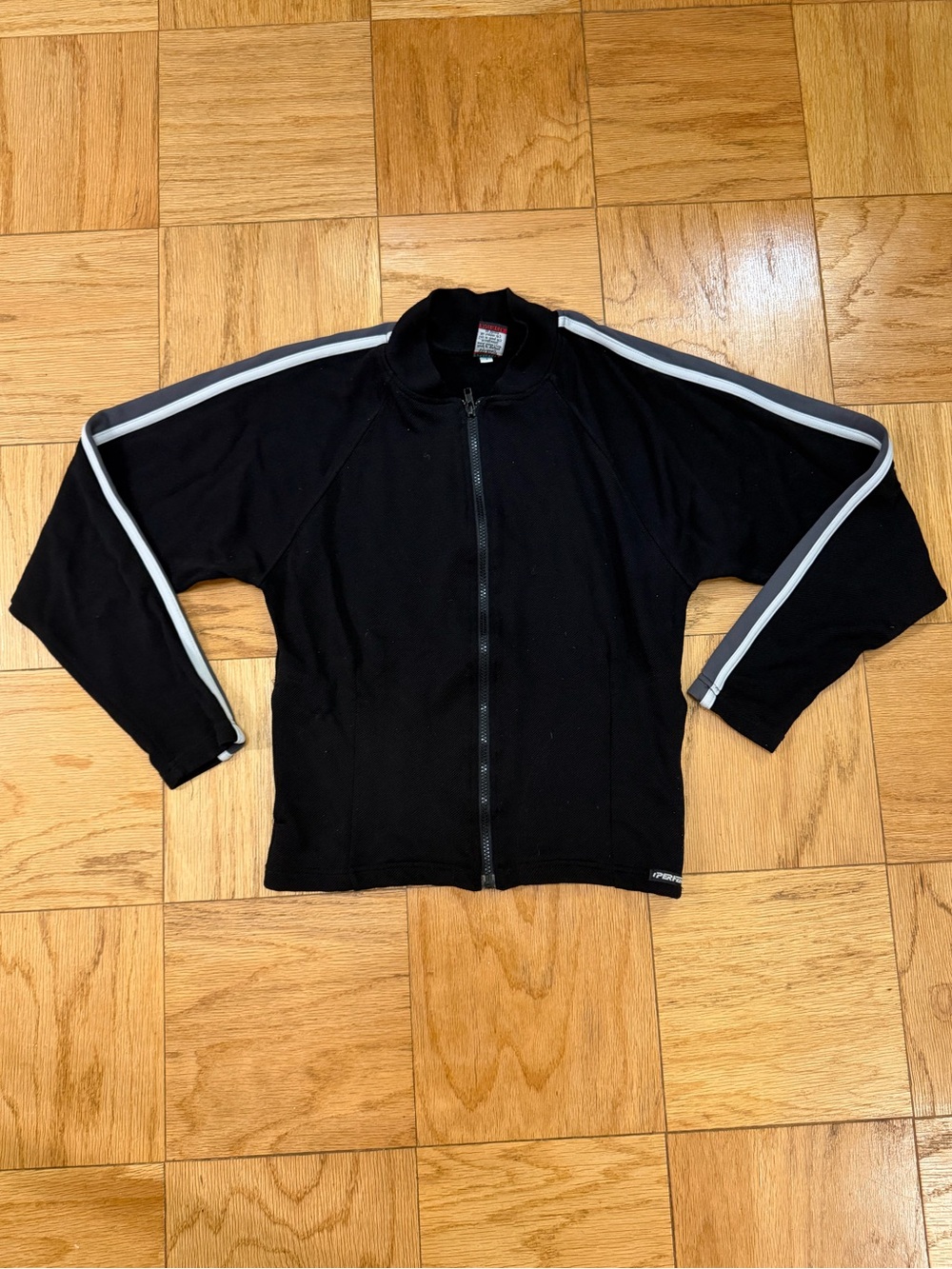 Women’s Black Full-Zip Track Jacket with Contrast Sleeve Stripe